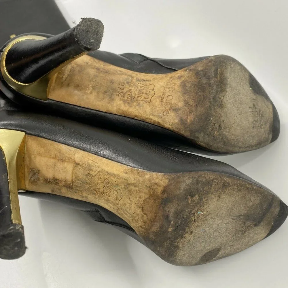 JIMMY CHOO Black Leather Knee high boots 7.5 - Picture 11 of 12